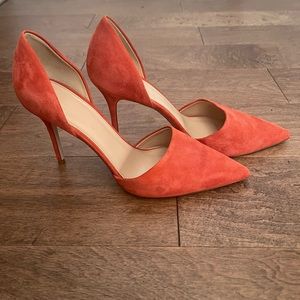 J Crew orange suede leather stilletos